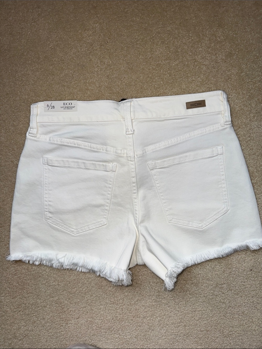 Liverpool White Frayed Hem Denim Shorts - Picture 2 of 7